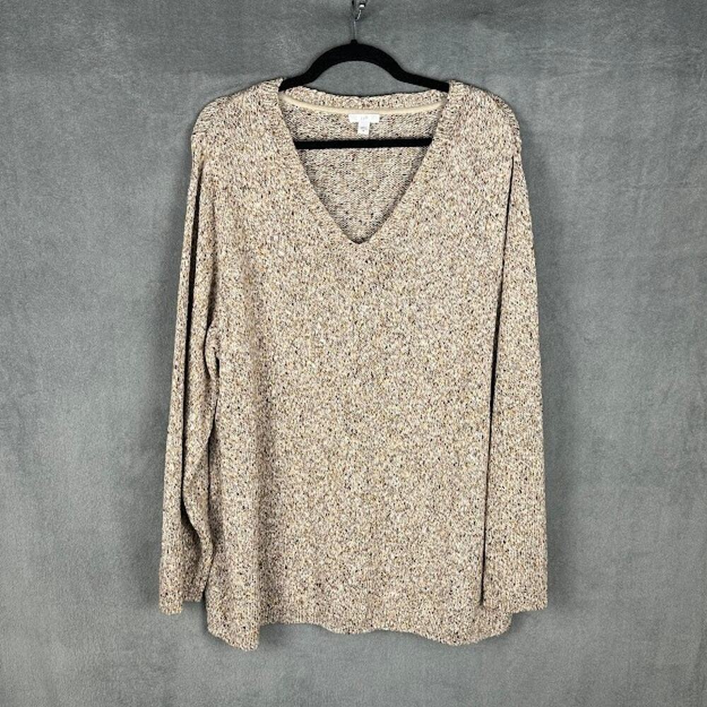 J Jill Sweater Womens 3X Brown V Neck Knit Comfort Preppy Career Neutral Capsule